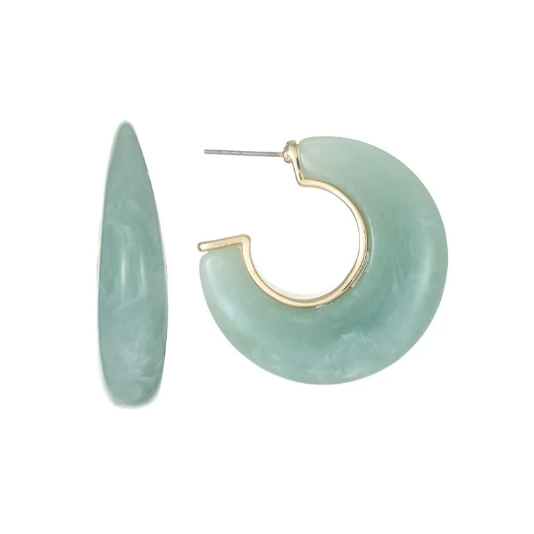 Time and Tru Light Green Hoop Statement Earrings | Walmart (US)
