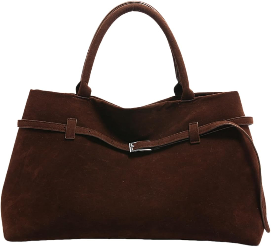 Amazon.com: Suede Tote Bag for Women, Women's Purse Slouchy Hobo Handbag Brown Retro Top Handle B... | Amazon (US)