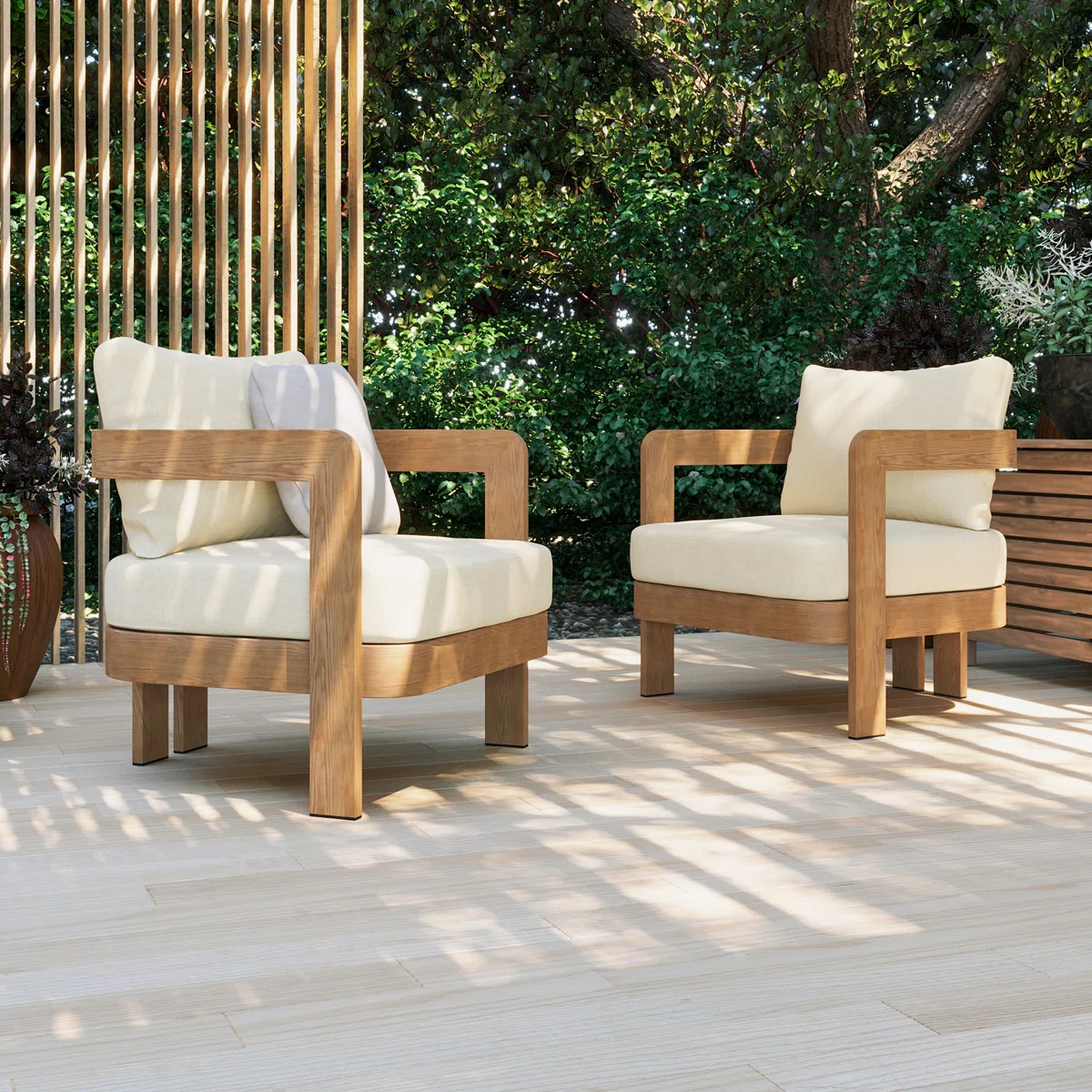 Assembly Free Chair (Set of 2), Wood Look Finish: 0% Deforestation, 100% Wood Soul, Outdoor Alumi... | Wayfair North America