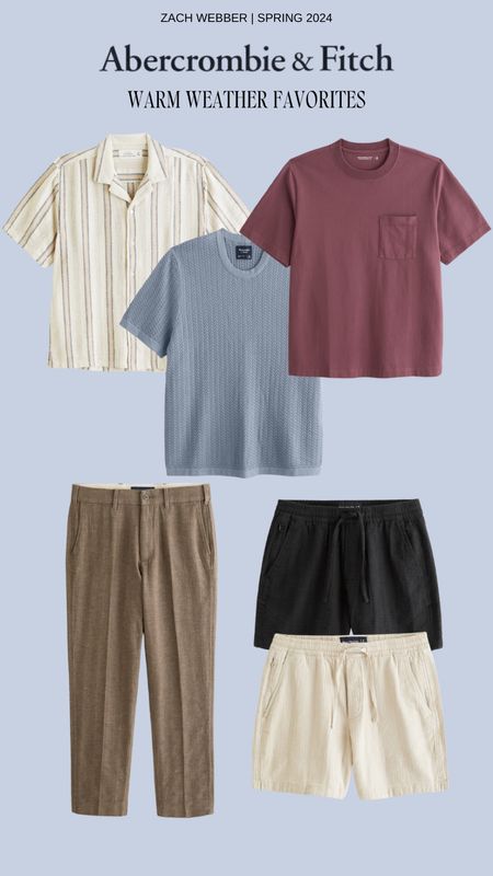Warm weather staples from Abercrombie’s new releases - with these 6 pieces, you have several outfit combos for casual spring/summer style. Looks like they have 15% off today as well!

#LTKsalealert #LTKstyletip #LTKmens