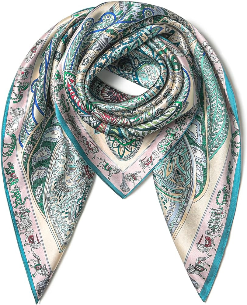 SHIROUYU 100% Pure Mulberry Silk Scarf 35" Large Square Lightweight Headscarf \u2013Women\u2019s ... | Amazon (US)