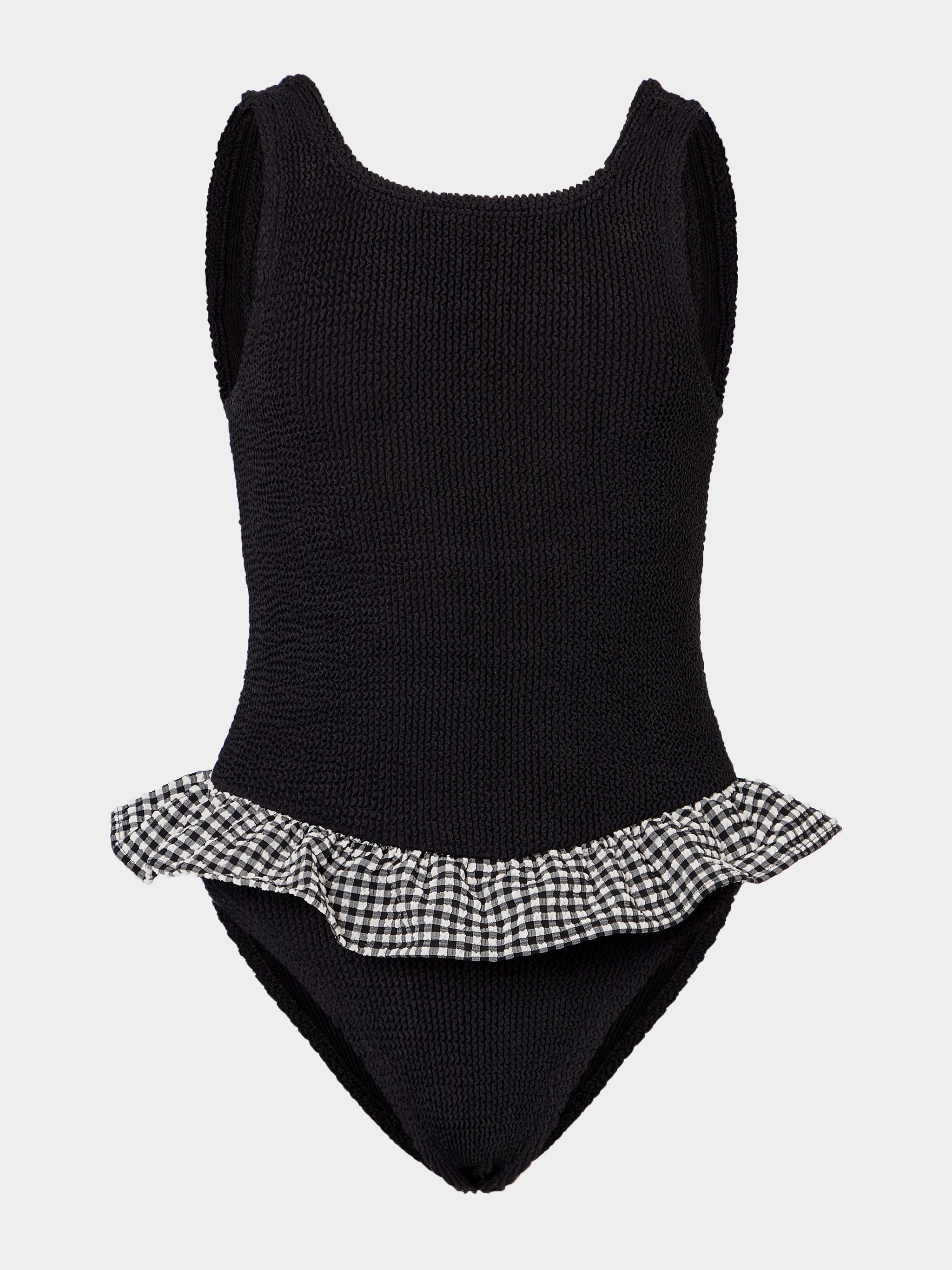 Kids Duo Denise Swim (Ages 7 to 12) - Black Gingham | HUNZA G