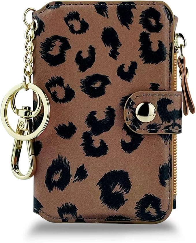 Keychain wallet, Rfid Blocking Credit Card Holder Leather, Zipper Card Case for Women | Amazon (US)