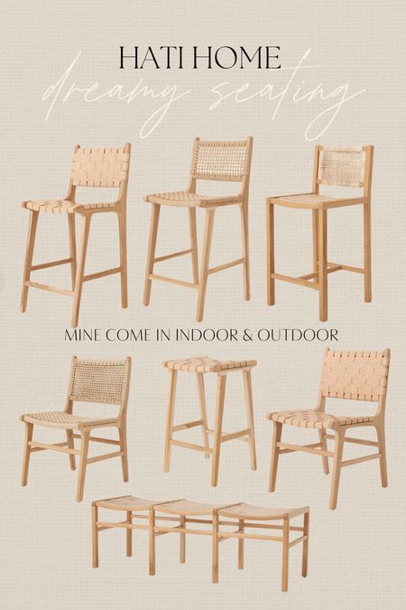 Hati home woven chairs & stools #hatihome #chairs #stools #bench #wovenchairs #wovenbarstools #islandstools #aethetichomedecor #homefinds #chairgoals 

#LTKSeasonal #LTKhome