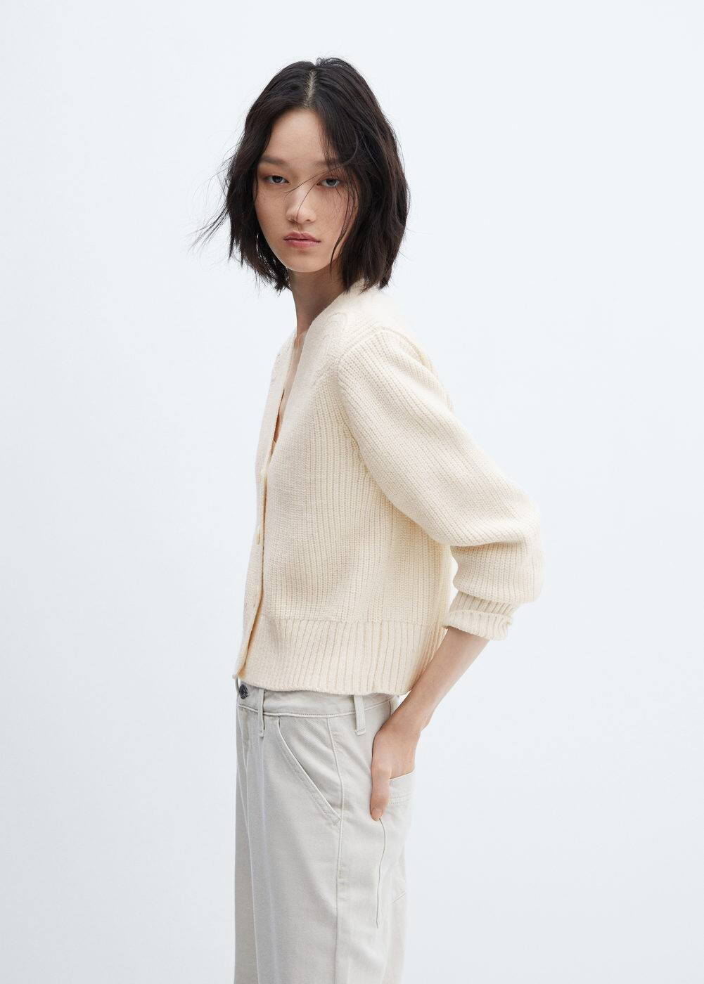Cardigan with shoulder detail  -  Women | Mango USA | MANGO (US)