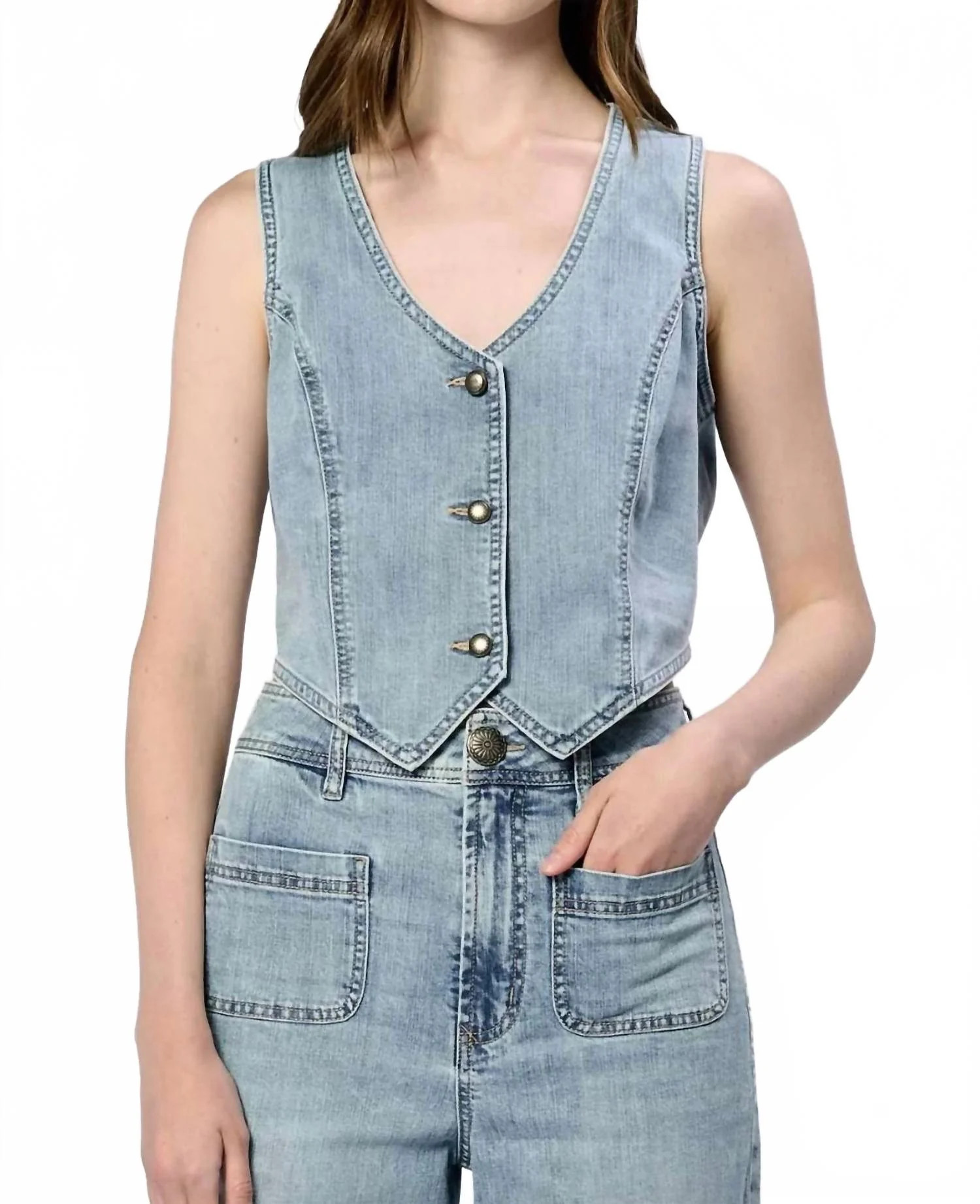 Norris Denim Vest In Light Wash | Shop Simon