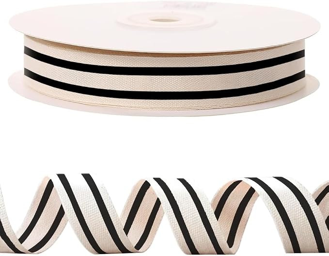 10 Yards × 3/5 Inch Black Natural Cotton Ribbon, Double Sided Webbing Straps Ribbons, Birthday W... | Amazon (US)