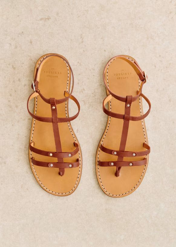 Célia Low Sandals - Natural heritage - Smooth cowhide leather - Sézane | Sezane Paris