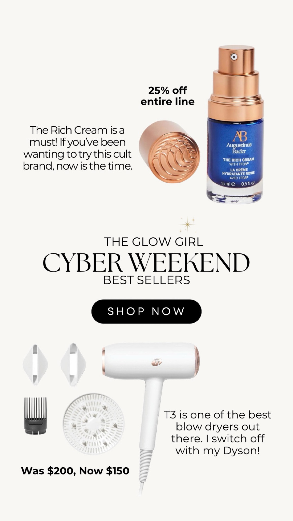 #cyberweek beauty best sellers 
#glowgirlcertified favorites ✨

#augustinusbader #skincaresale #beautysale

#LTKCyberWeek #LTKsalealert #LTKbeauty