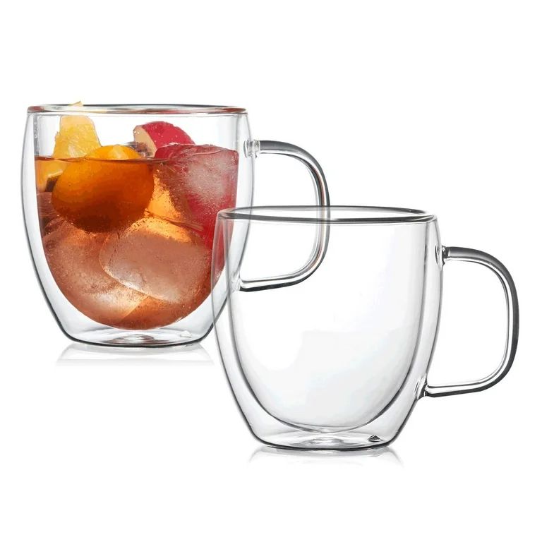 Glass Coffee Mugs with Handle Double Wall Crystal Tea Cups Tumbler for Latte Milk Beer Juice Drin... | Walmart (US)