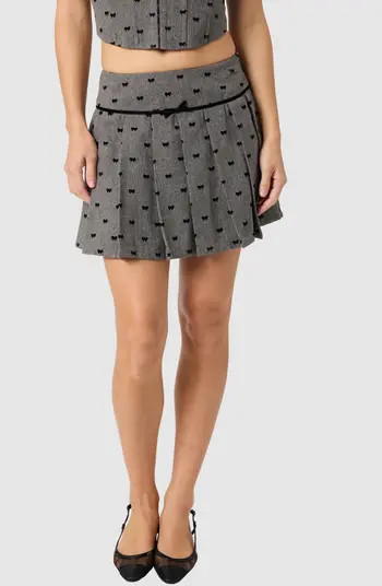All in Favor Flocked Bow Pleated Miniskirt | Nordstrom | Nordstrom