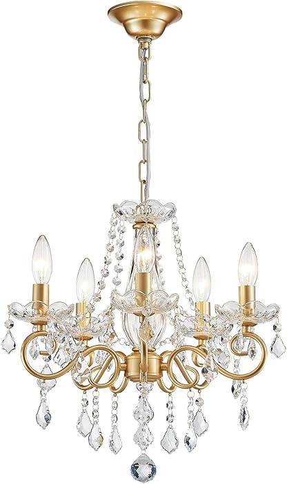 ANJIADENGSHI Mini Crystal Chandelier K9 Crystal Gold Chandelier for Living Room Bedroom Dining Ro... | Amazon (US)