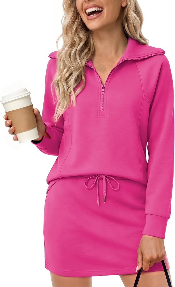 Casly Lamiit Half Zip Women 2 Piece Skorts Sets Athletic Sweatshirt Outfits | Amazon (US)
