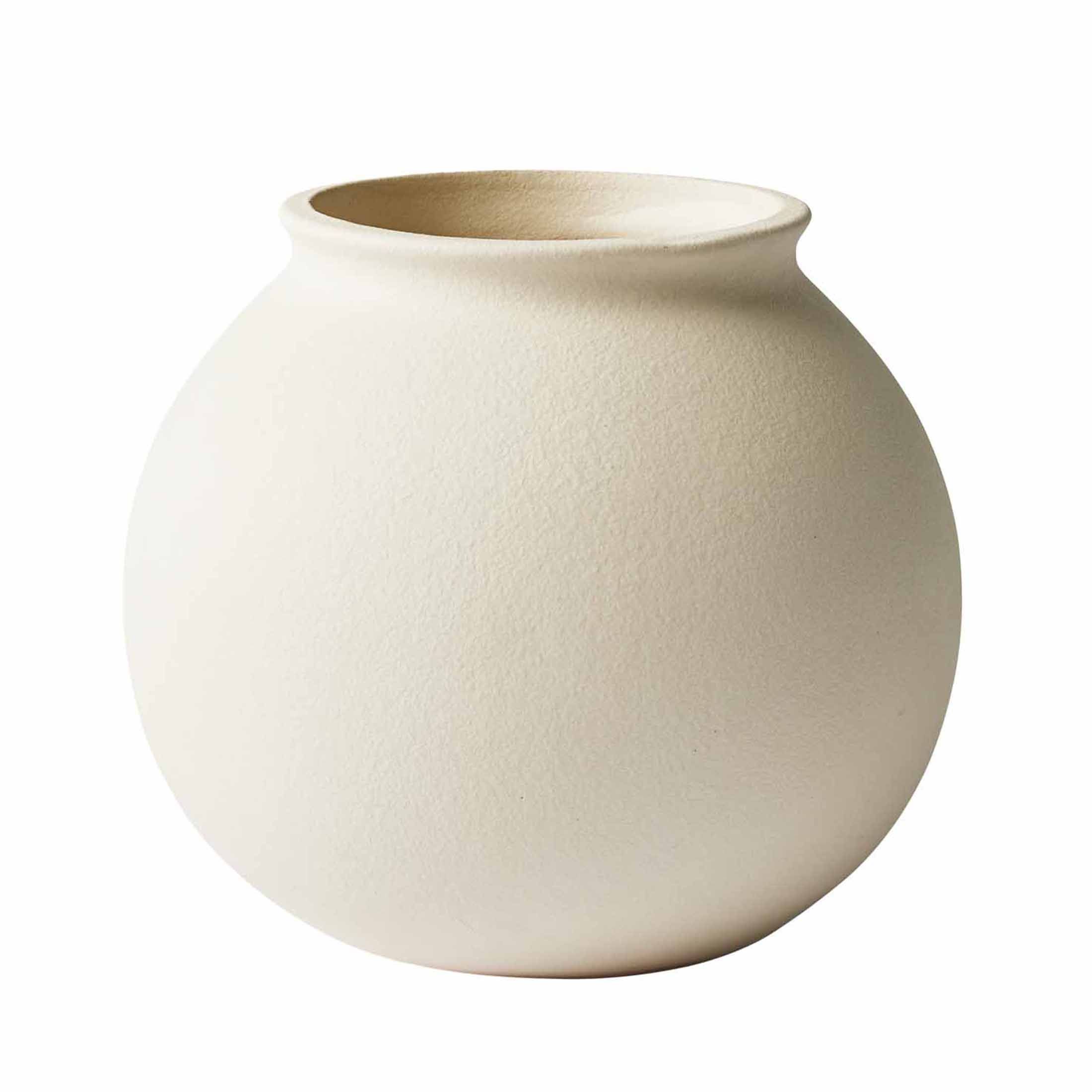 Better Homes & Gardens 5.9" Matte Ceramic Round Vase, Natural Beige White, 1 - Piece | Walmart (US)