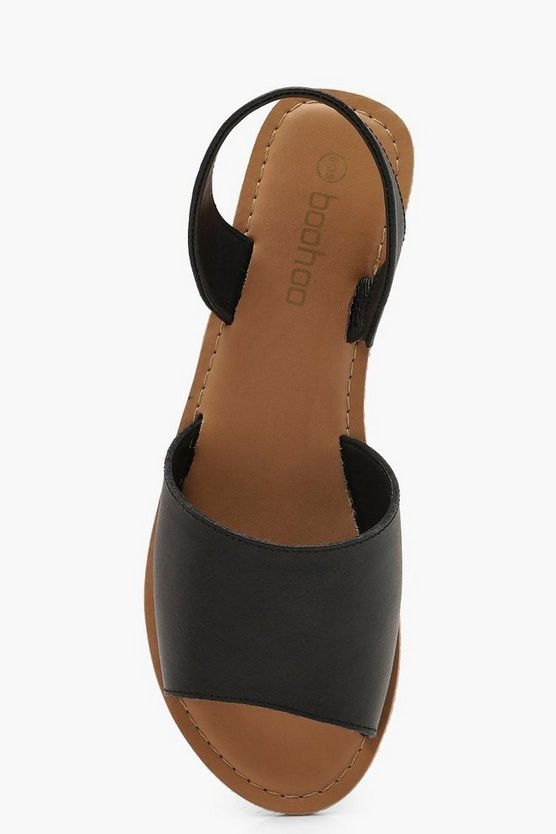 2 Part Peeptoe Leather Sandals | Boohoo.com (US & CA)