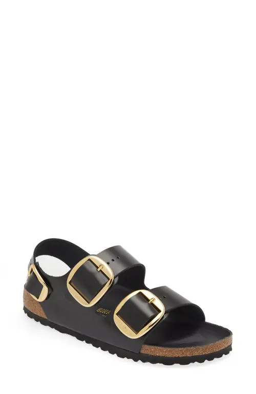 Birkenstock Milano Big Buckle Sandal in High Shine Black at Nordstrom, Size 9-9.5Us | Nordstrom