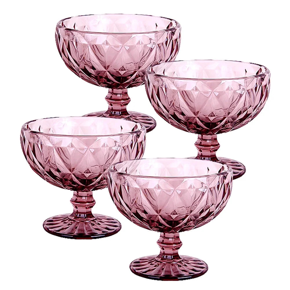 STP GOODS Vintage Embossed Glass Dessert Bowl Set of 4 pcs 8.45 fl oz (250 ml) Glass Candy Bowl S... | Walmart (US)