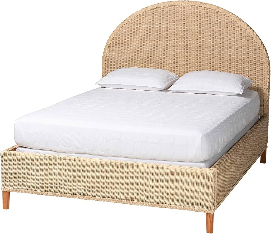 bali & pari Lanica Japandi Sun-Bleached Braided Rattan Queen Size Bed | Amazon (US)