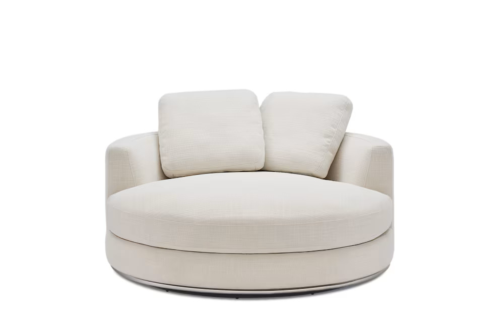 Hamilton Round Performance Fabric Swivel 1.5 Seater Armchair | Castlery | Castlery US