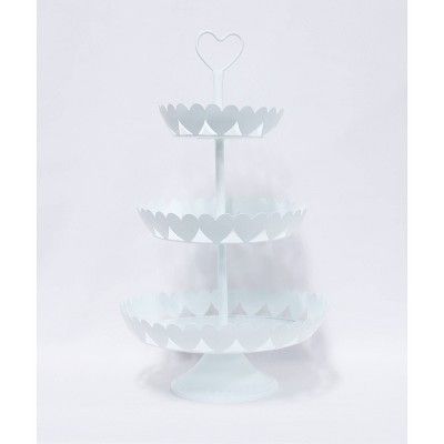 3-Tier Valentine&#39;s Day Heart Tray White - Spritz&#8482; | Target