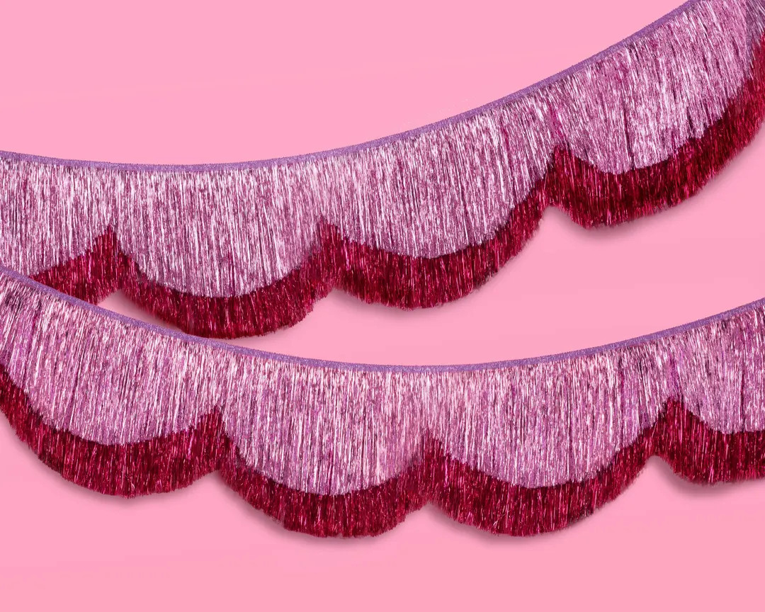 Xo, Fetti Pink Scalloped Layered Fringe Banner 5 Ft. Bachelorette Party Decorations, Birthday Dec... | Etsy (US)
