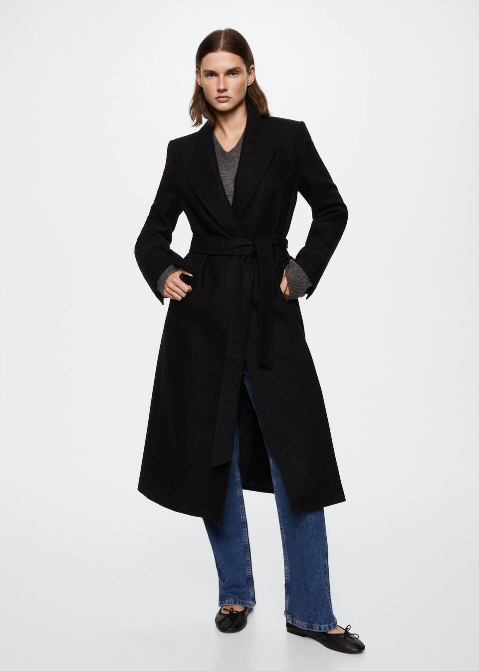 Long coat with lapels -  Women | Mango USA | MANGO (US)