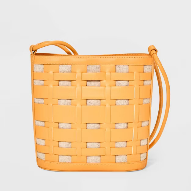 Basket Weave Woven Bucket Bag - A New Day™ | Target