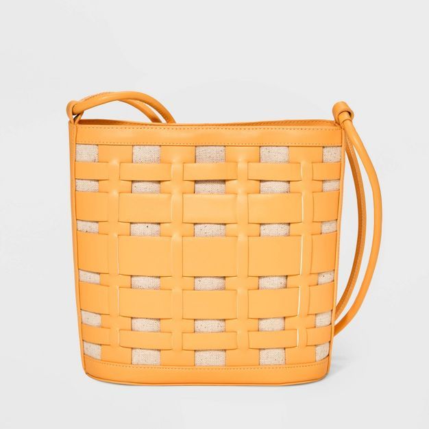 Basket Weave Woven Bucket Bag - A New Day&#8482; Orange | Target