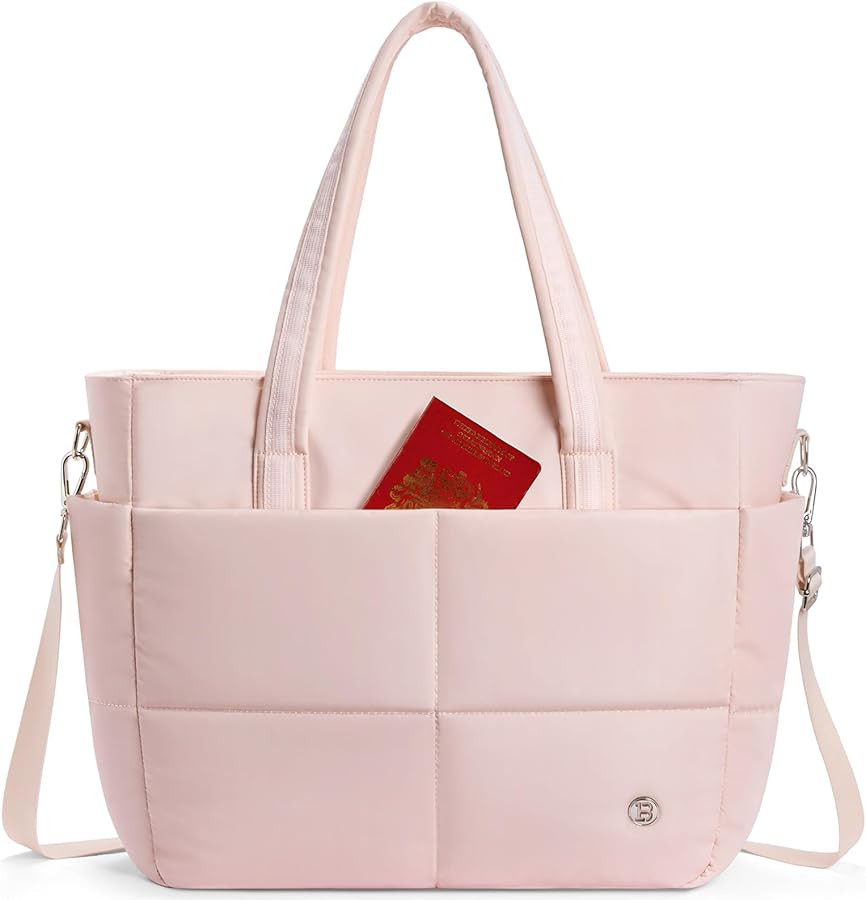 BOSTANTEN Puffer Tote Bags for Women Quilted Travel Tote Bag with Trolley Sleeve Large Laptop Nur... | Amazon (US)