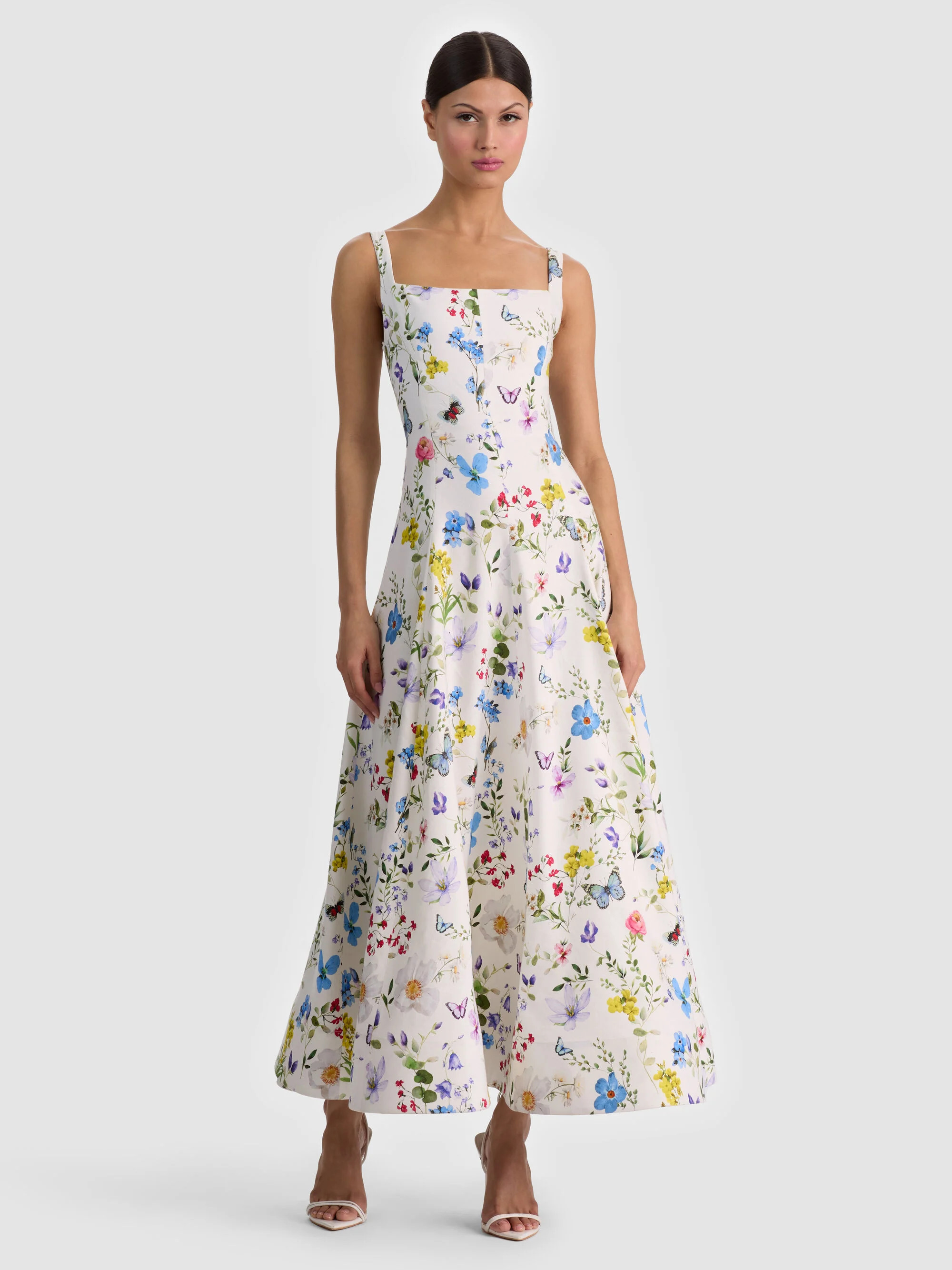 POLLY FLARED MIDI DRESS | Alice + Olivia