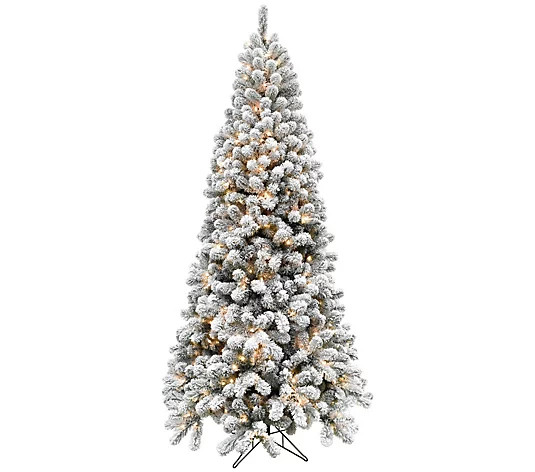 Fraser Hill Farm 7.5' Flocked Alaskan Pine Christmas Tree - QVC.com | QVC