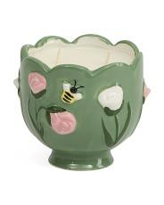 3d Butterflies Bees And Florals On Green Scalloped Edge Candle | TJ Maxx