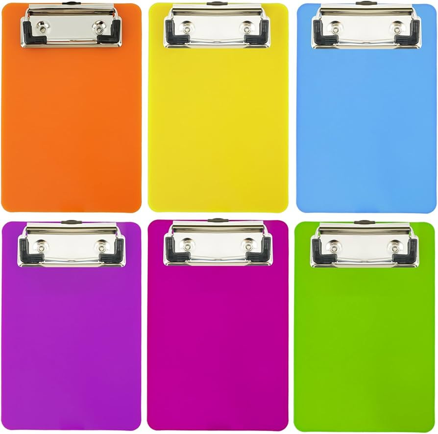 4x6in Mini Clipboards, 6 Pack Plastic Small Clipboards, Translucent A6 Size Mini Clipboard with R... | Amazon (US)