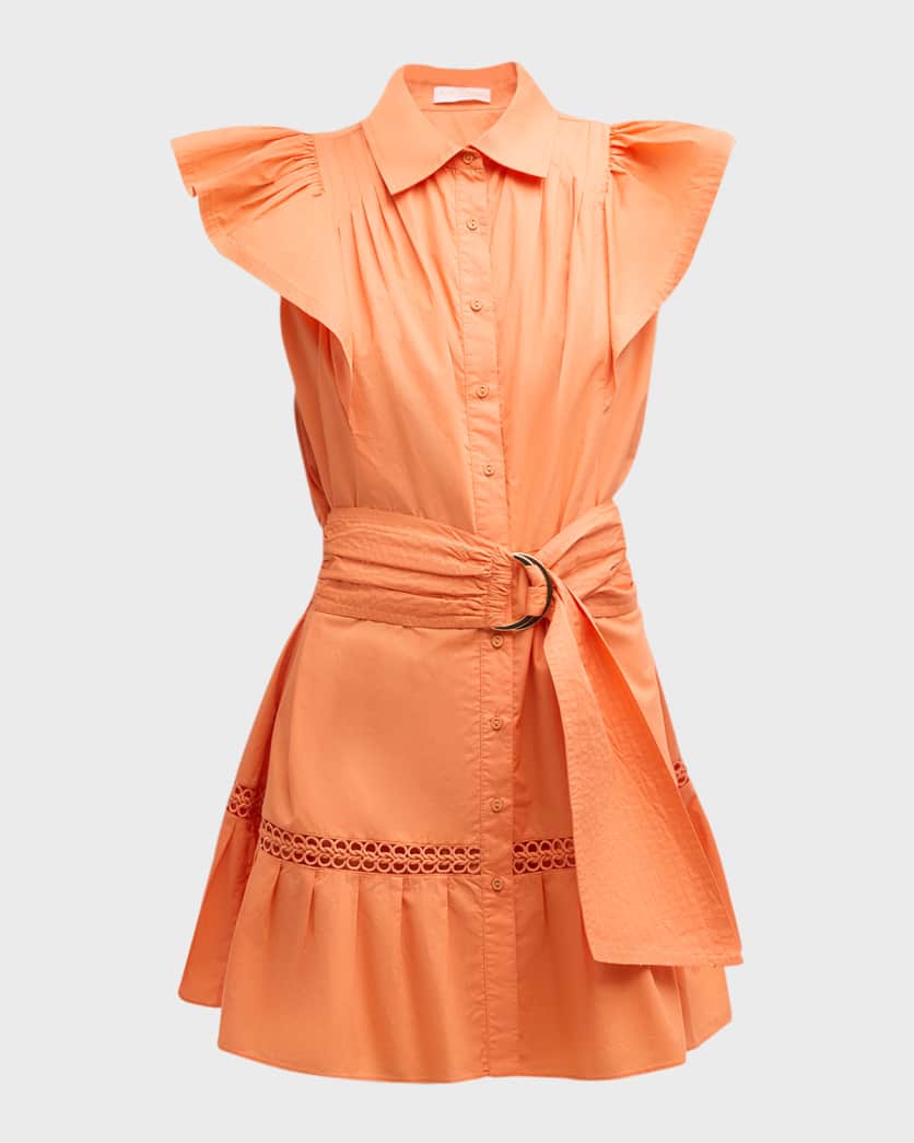 Marceline Belted Button-Front Mini Dress | Neiman Marcus