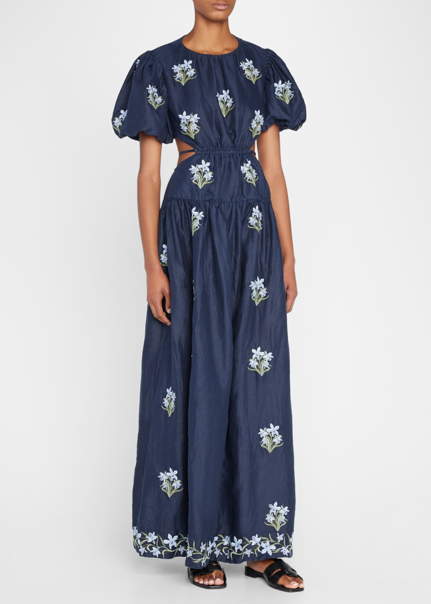 Agua by Agua Bendita Samba Open-Back Embroidered Linen Dress | Bergdorf Goodman