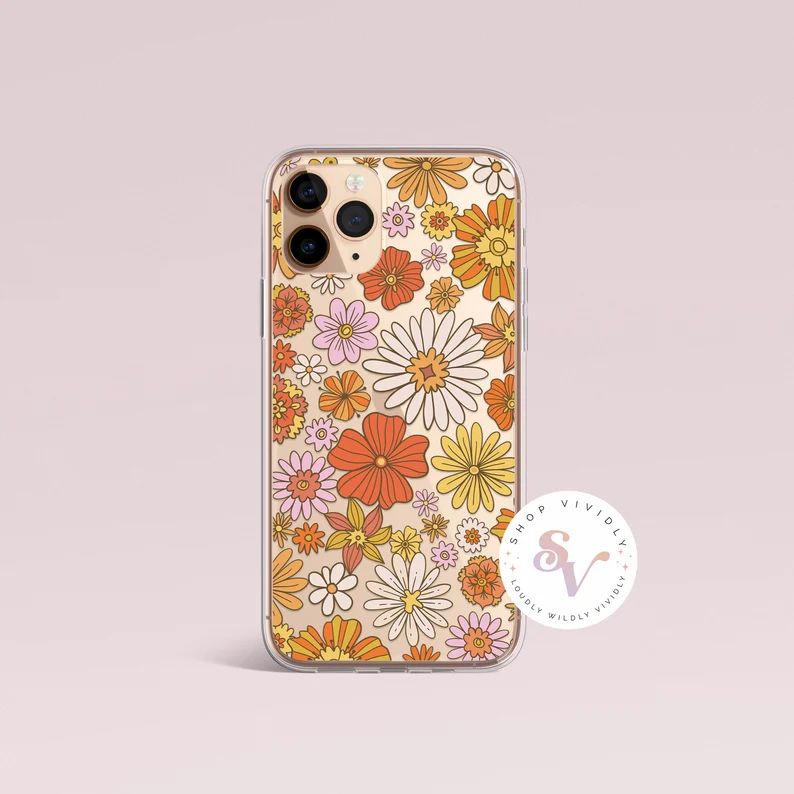 Vintage Flower Power Pattern Phone Case Retro Groovy Hippie | Etsy | Etsy (US)