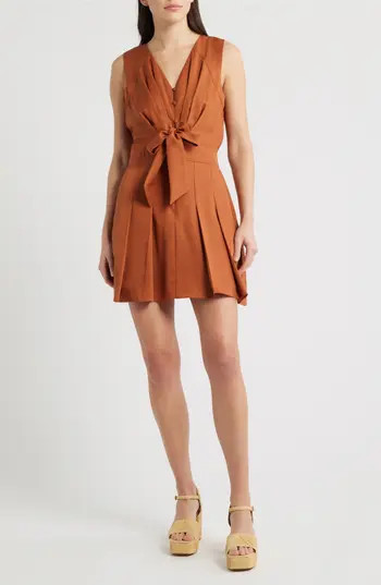 CIEBON Seville Tie Waist Dress in Terra Cotta at Nordstrom Rack, Size Small | Nordstrom Rack