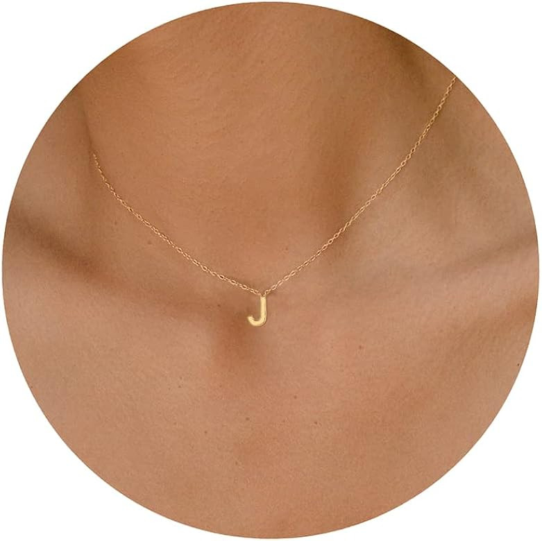 SELFROSE Initial Necklaces for Women, 14k Gold Plated Dainty Gold Letter Necklace Personalized Ti... | Amazon (US)