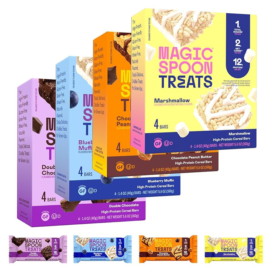 MAGIC SPOON Treats - High Protein Bars, Low Carb, Keto Friendly, 1g of Sugar, Gluten Free, Crispy... | Amazon (US)