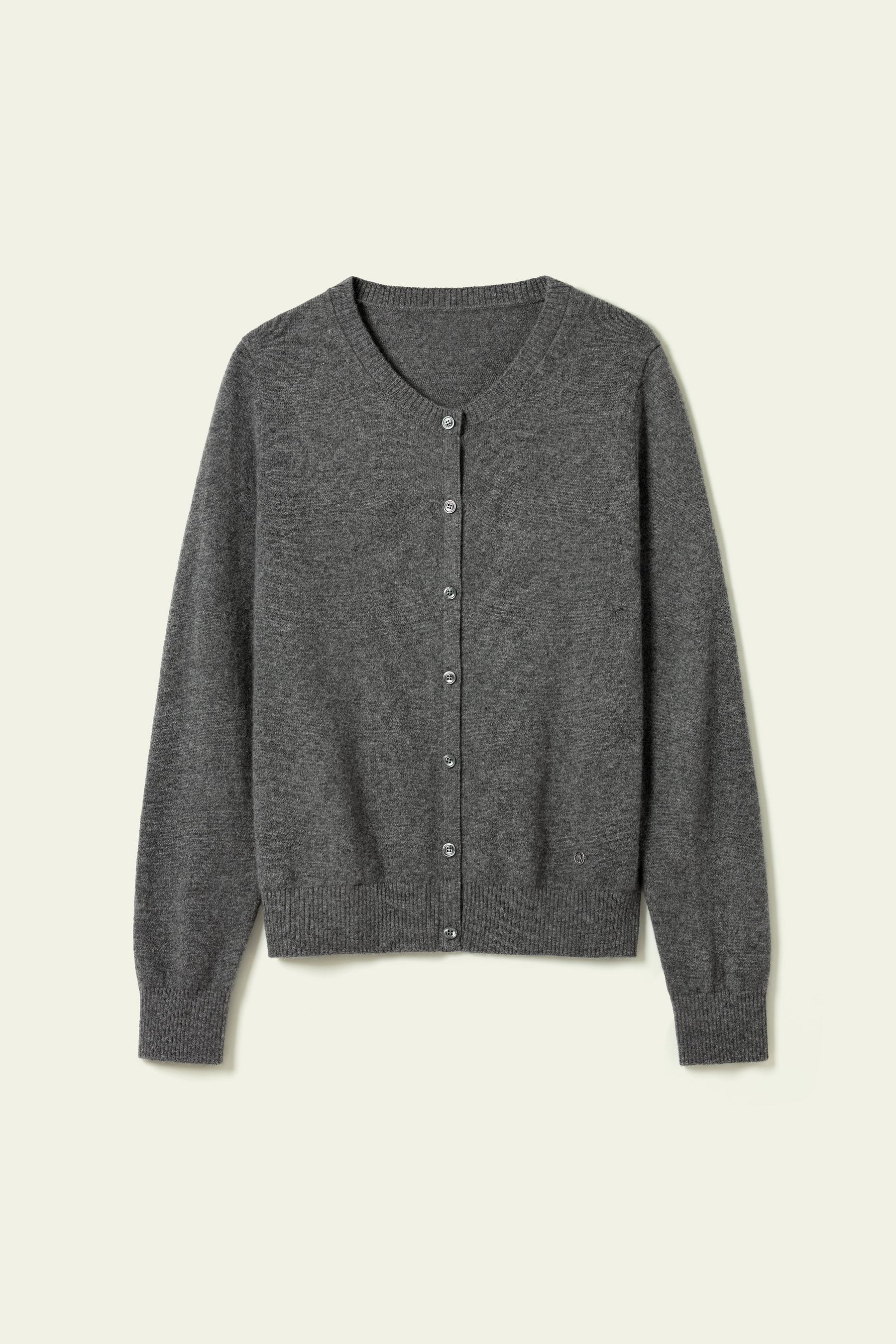 Cashmere Fitted Crew Neck Cardigan | LilySilk