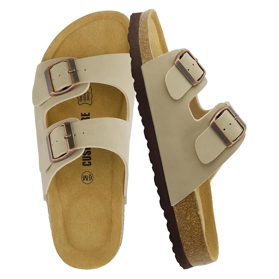 CUSHIONAIRE Lane Cork Footbed Sandals for Women – Comfortable Double Buckle Slip-On with Genuin... | Amazon (US)