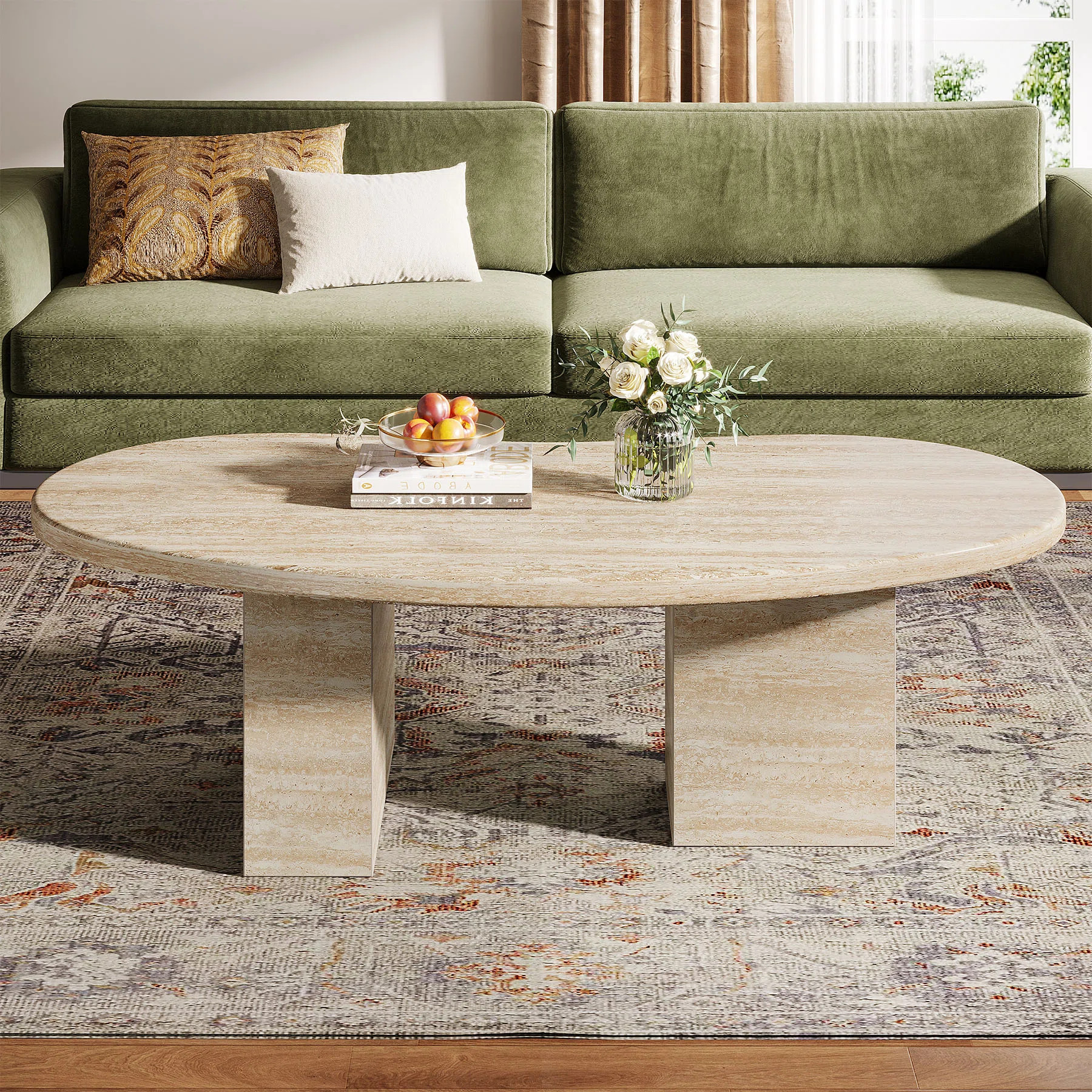Gracie Oaks 45.3" Oval Coffee Table, All-Wood, Oak | Wayfair | Wayfair North America