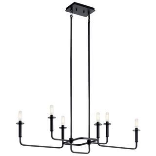 KICHLER Alden 6-Light Black Mid-Century Modern Dining Room Candlestick Linear Chandelier 43362BK | The Home Depot