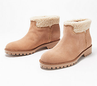 Jack Rogers Suede Sherpa Bootie - Sophie | QVC