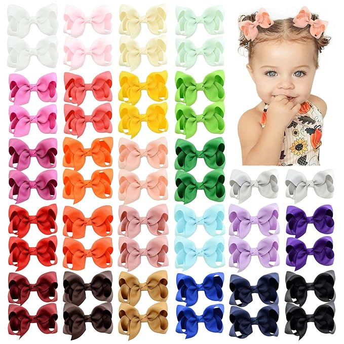 50PCS 3Inch Hair Bows for Girls Grosgrain Ribbon Toddler Hair Accessories with Alligator Clips fo... | Amazon (US)