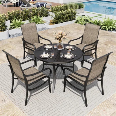 4-person Patio Dining Outdoor Round Table Set | Wayfair North America