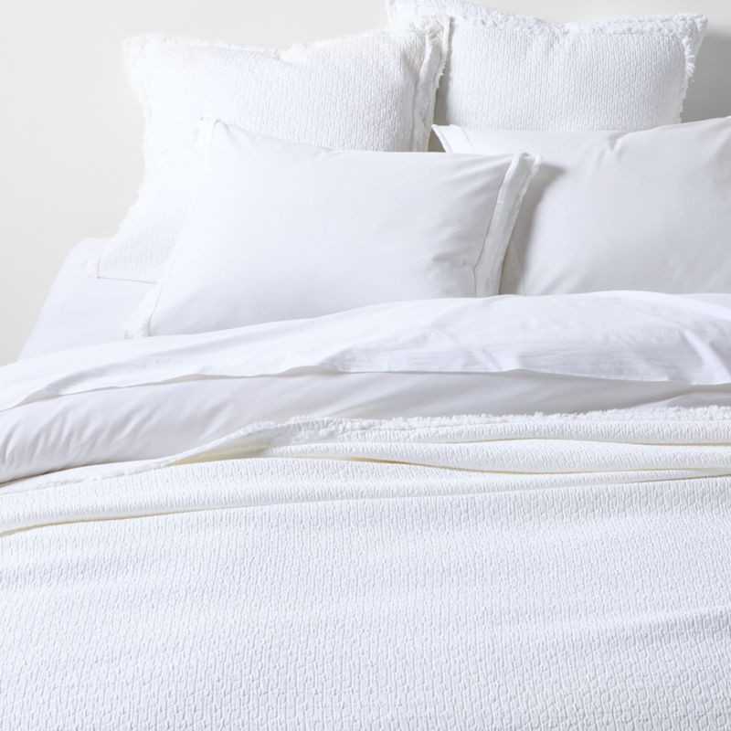Organic Cotton White Eyelash Fringe Full/Queen Coverlet + Reviews | Crate & Barrel | Crate & Barrel