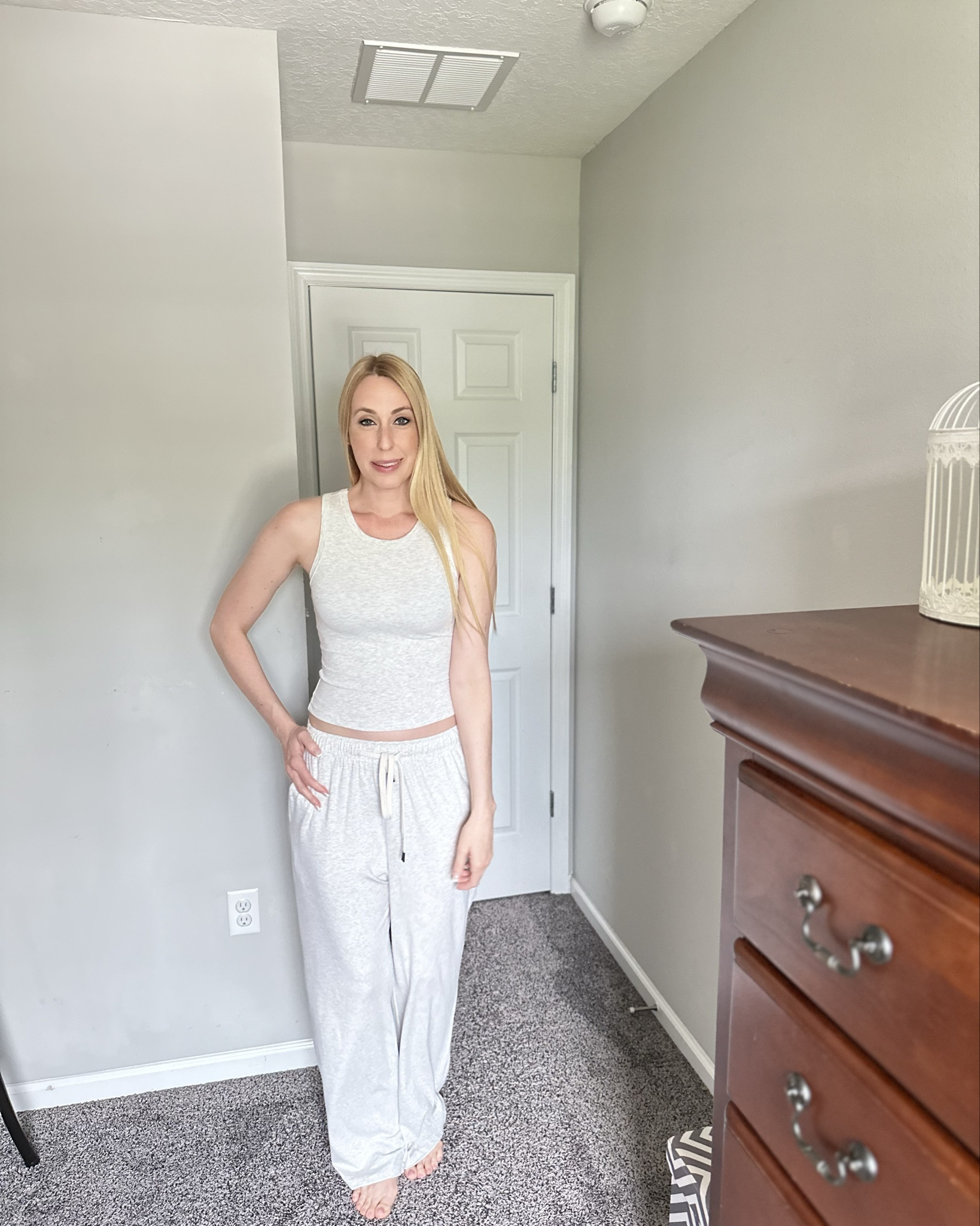 Soft grey lounge tank set 
💙 wearing size small
🩵 you will love how comfortable this is to wear 
💙 cozy and stretchy 
🩵perfect to travel in

#LTKfindsunder50 #LTKtravel