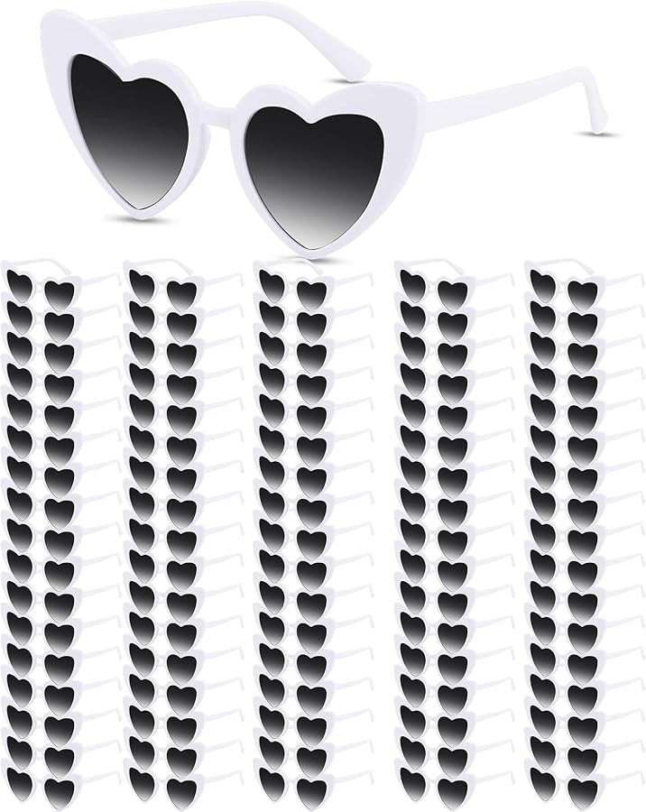 Hoteam 100 Pairs Heart Shaped Sunglasses Bachelorette Sunglasses Bulk Vintage Cat Eye Glasses Wom... | Amazon (US)