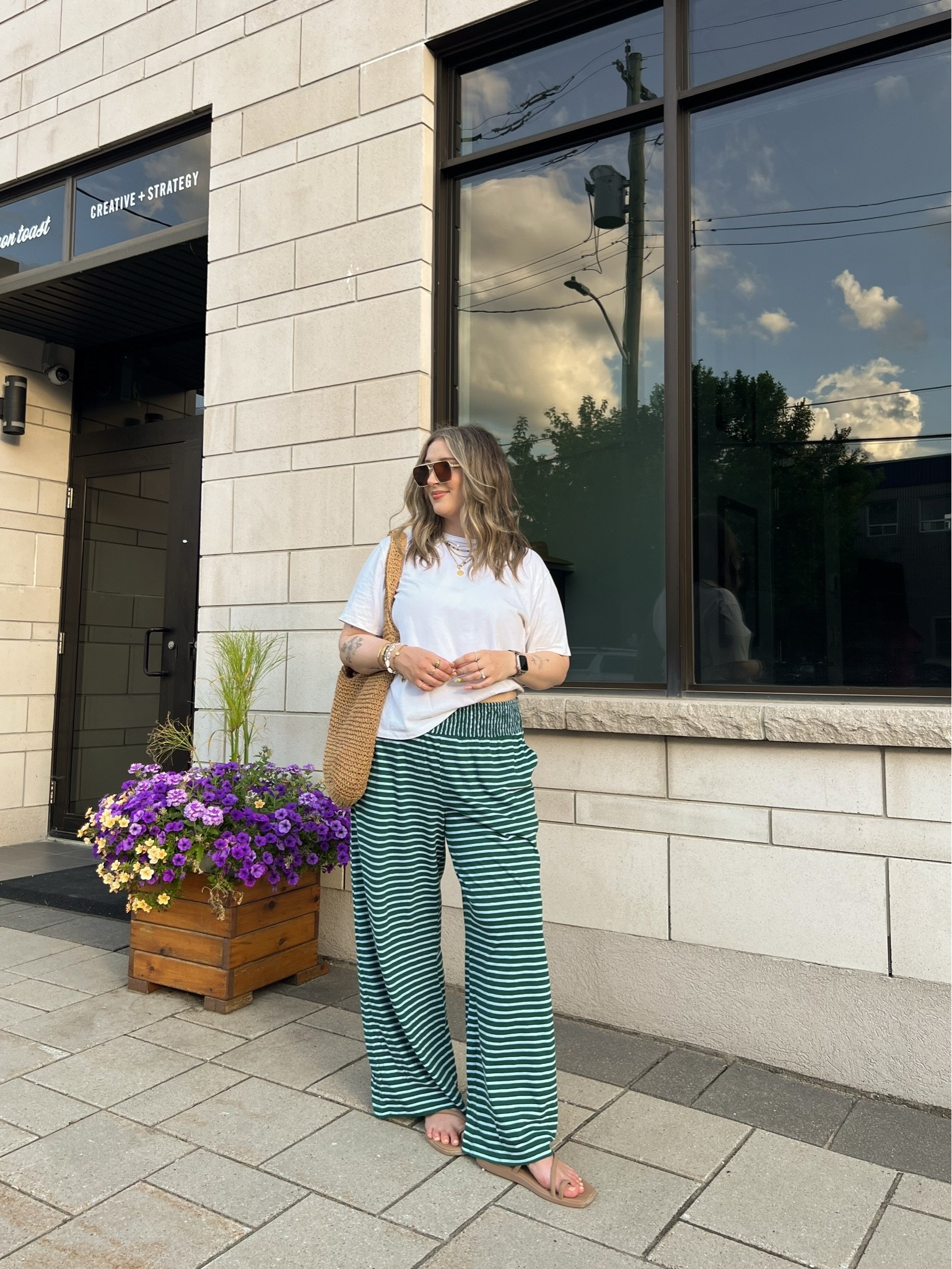Comfy summer ootd! Wearing my usual size L in the fun striped pants. Linked this year’s version of my white tee. I’m a 9.5-10 shoe and wear a 10 in the Crocs sandals (Canadian crocs link under “similar products”)

#LTKsummer #LTKmidsize #LTKsale